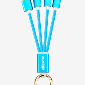 Neon Blue 3-in-1 Charging Cable Keychain